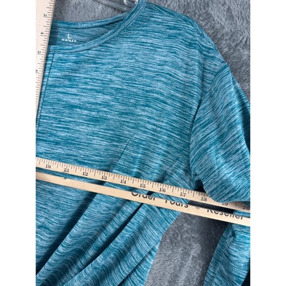 Xersion Womens Quick-Dri Blue Heathered Twist Front Long Sleeve Top L - Picture 5 of 9